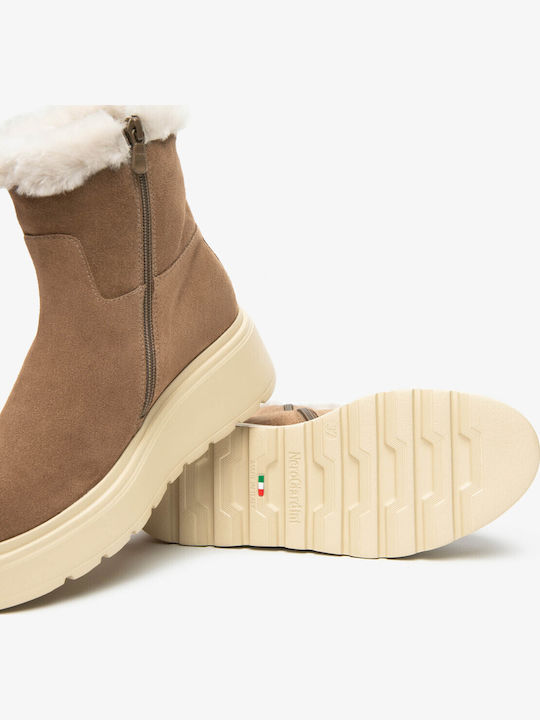 Leder Damen Stiefeletten Ankle Boots Beiges