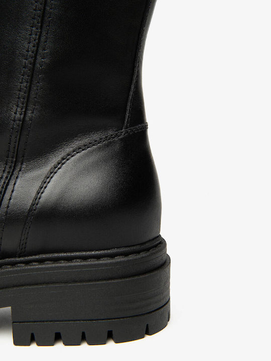 Leder Damen Mokassins in Schwarz Farbe