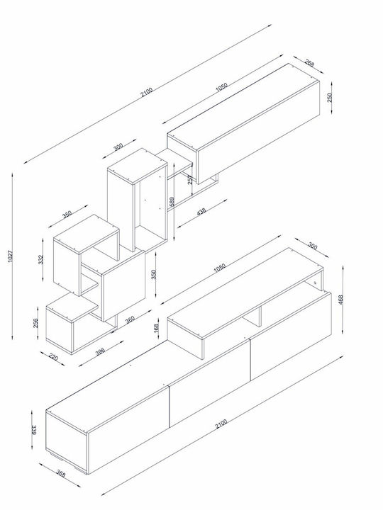 Stand TV Alb L149.5xA30xÎ30cm