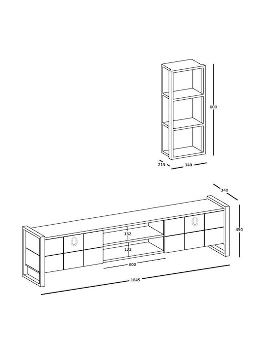 Ecru TV Stand L125xD34xH34cm