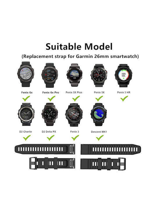 Silicone Watch Strap Compatible Garmin Fenix 5x Fenix 5x Plus Fenix 6x Fenix 6x Pro 26 Mm Strap Width Er D L