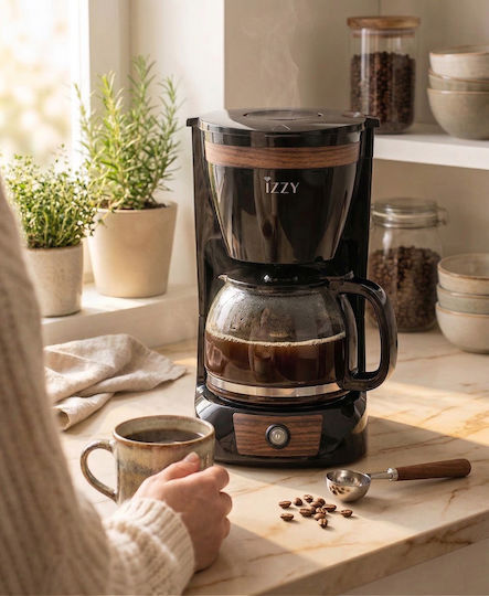 Izzy C108S Filter Coffee Machine 950W Wooden Black