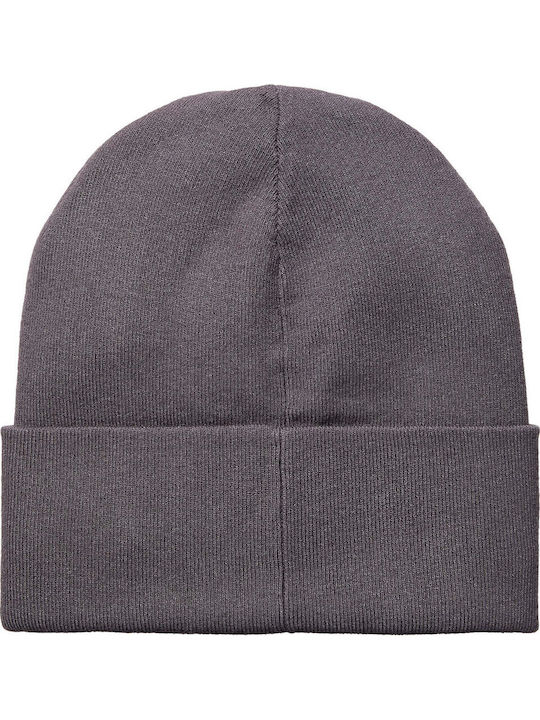 Patch Beanie Unisex Σκούφος Πλεκτός σε Γκρι χρώμα