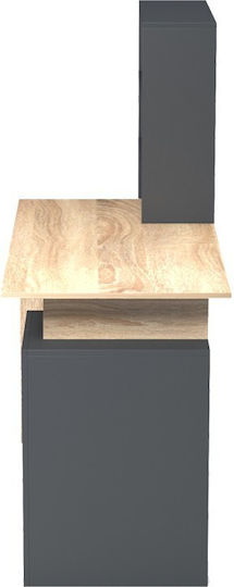 Computer Büro Meza Holz mit Integriertes Bücherregal Sonoma-Anthrazit 146.3x55x128.8cm
