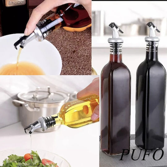 Pufo Öl- und Essigspender-Set aus Glas mit Fluss 400ml