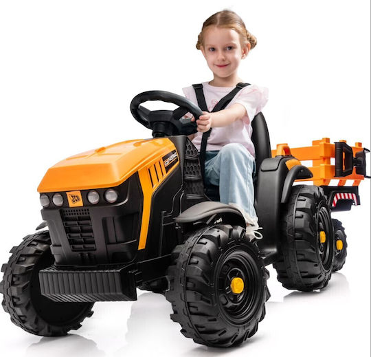 Kids Electric Tractor with Trailer 12 Volt Yellow
