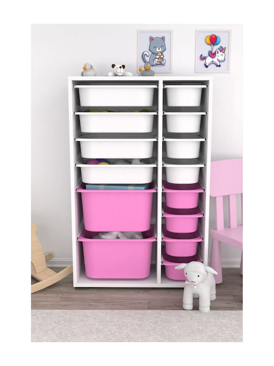 Comodă Pentru Copii Alb Roz 69.5x30x109cm