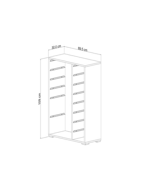 Comodă Pentru Copii Alb Roz 69.5x30x109cm