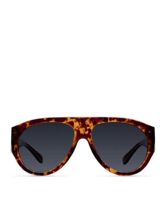 Meller Tingo Unisex Sunglasses with Brown Horn-Rimmed Frame and Black Polarized Lenses