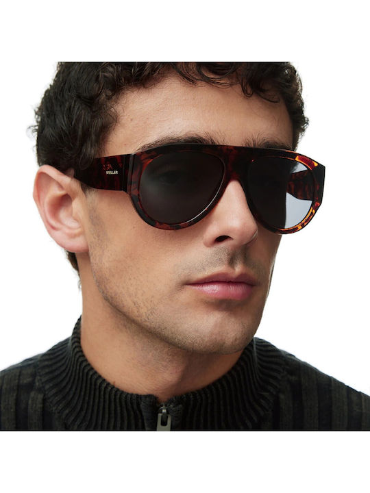 Meller Tingo Unisex Sunglasses with Brown Horn-Rimmed Frame and Black Polarized Lenses
