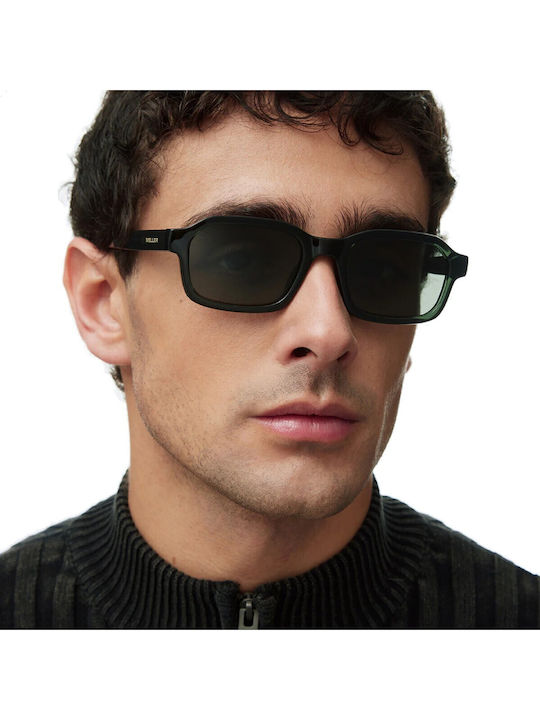 Meller Fara Unisex Sunglasses with Green Horn-Rimmed Frame and Green Polarized Lenses