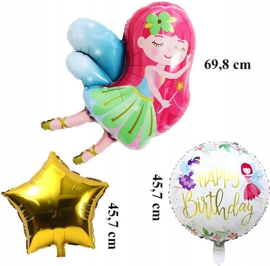 Set 5 Baloane Rotunde Zi De Naștere Fluturi Folie