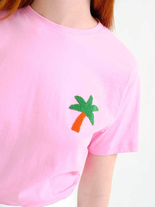 Γυναικείο T-shirt Floral Ροζ