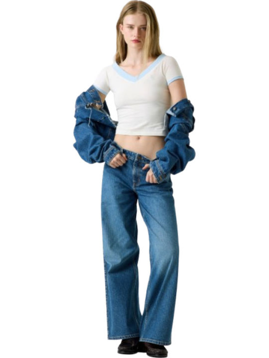 Women's Off-Shoulder Blouse with V-Neckline White