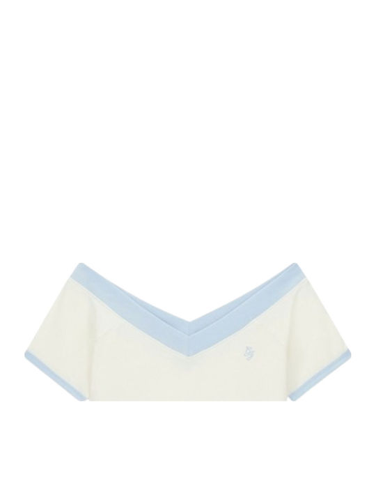 Women's Off-Shoulder Blouse with V-Neckline White