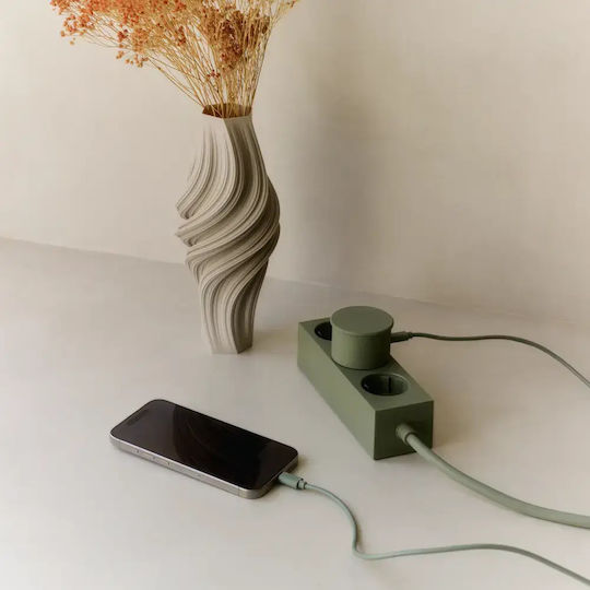 Pedestal Incarcator Fără Cablu cu Port USB-A și Port USB-C 20W Quick Charge 3.0 Verde
