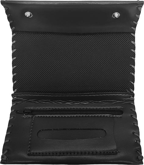 Gift-Me Tobacco Pouch Made of Artificial Leather with Button Dark Gray