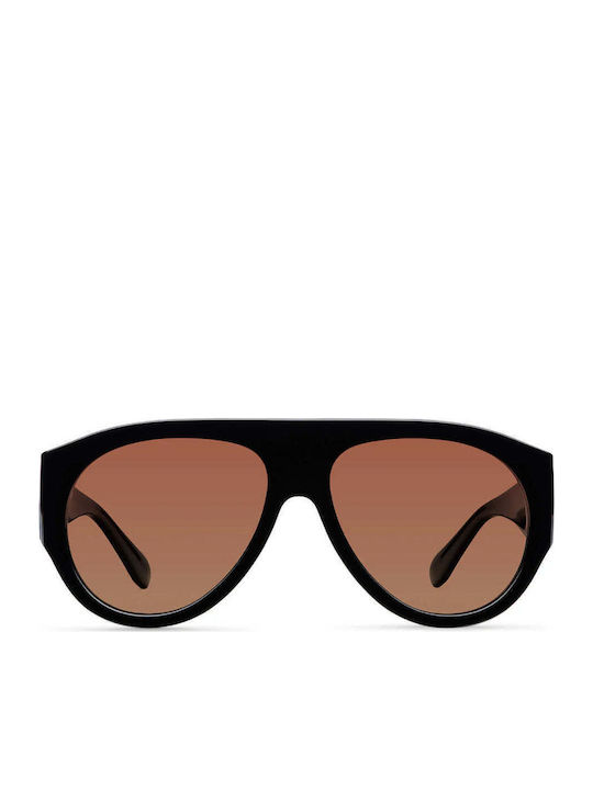 Meller Lira Unisex Sonnenbrillen mit Schwarzem Rahmen und Schwarzem Polarisiertem Glas