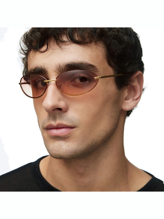 Meller Unisex Γυαλιά Ηλίου με Χρυσό Μεταλλικό Σκελετό και Χρυσό Φακό TE-GOLDBROWN