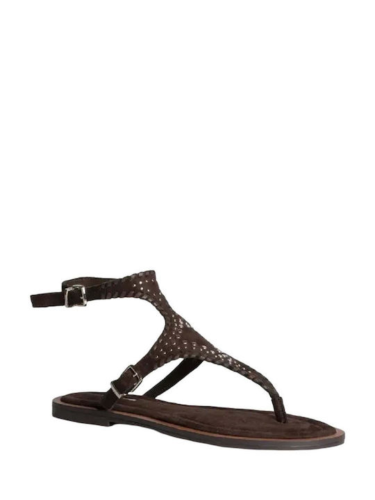 Damen Flache Sandalen Braun