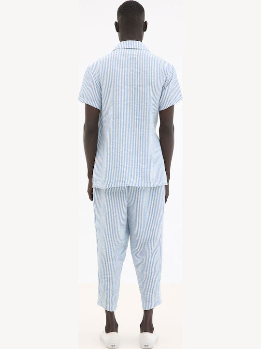 Short Sleeve Striped Blue Shirt