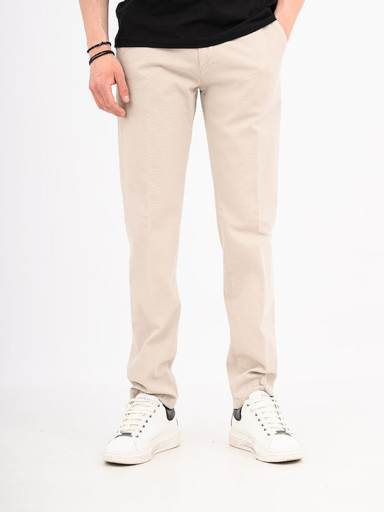 Herrenhose Chino Elastisch Schlank Passform Creme