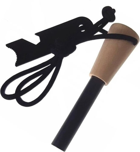 Set 2 Robust Survival Fire Starters Wooden Handle Multifunctional Scraper Depox Wood 11 Cm