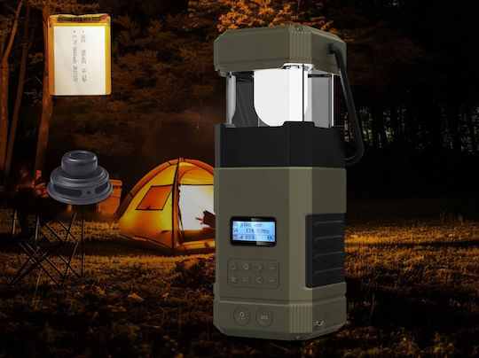 Camping Lantern Φανάρι Led Ηλιακό για Camping Αδιάβροχο με Φακό & Powerbank Πράσινο