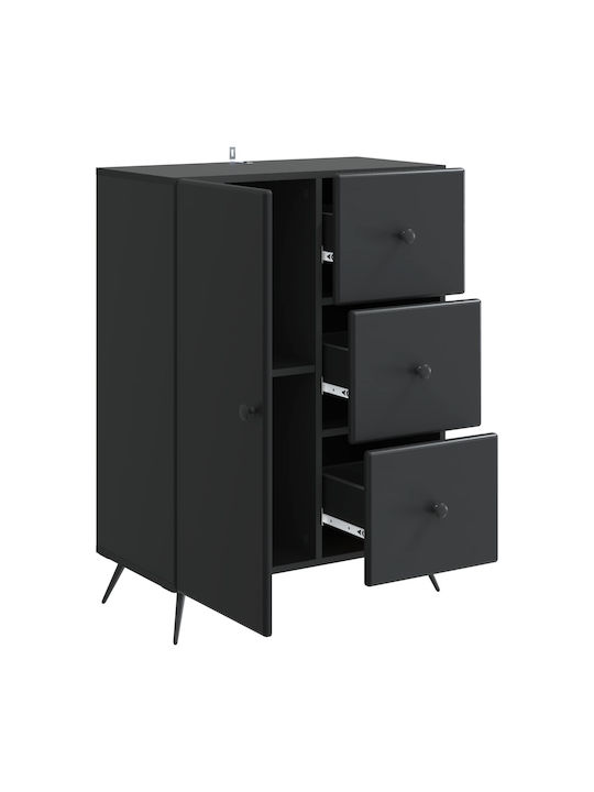 Bufet Din Lemn cu Sertare Negru 66x34.5x90cm