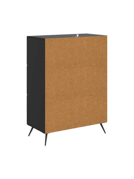 Bufet Din Lemn cu Sertare Negru 66x34.5x90cm