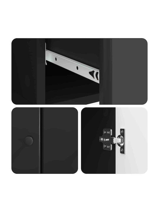 Bufet Din Lemn cu Sertare Negru 66x34.5x90cm