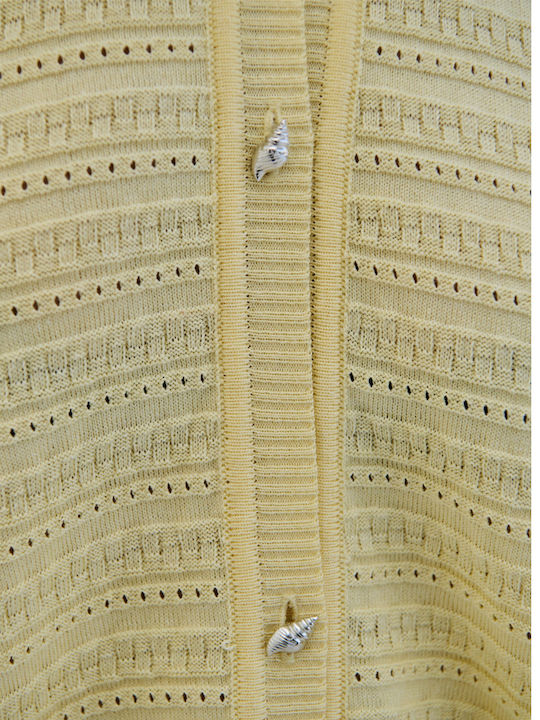 Women's Knitted Cardigan In Yellow Color