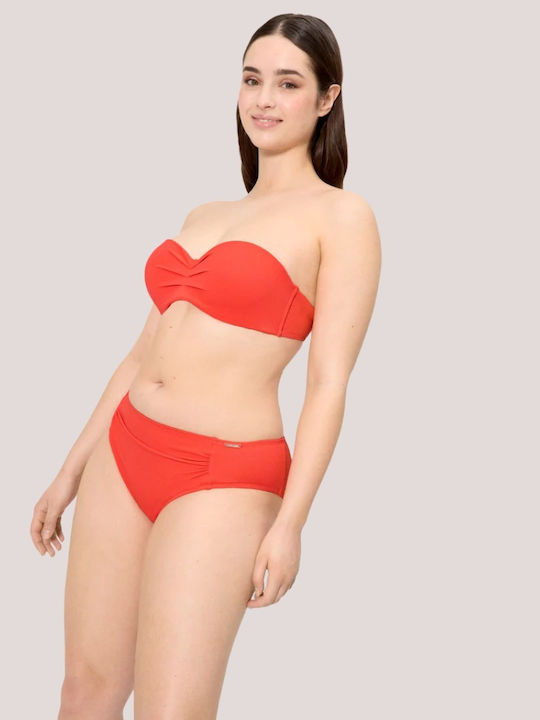 Strapless Bikini Top C Cup με Ενίσχυση Vivid Coral