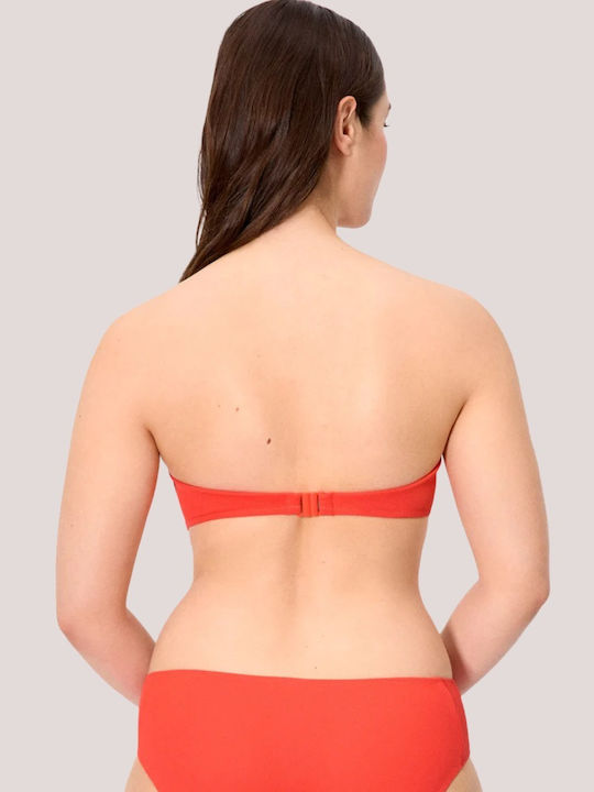 Strapless Bikini Top C Cup με Ενίσχυση Vivid Coral