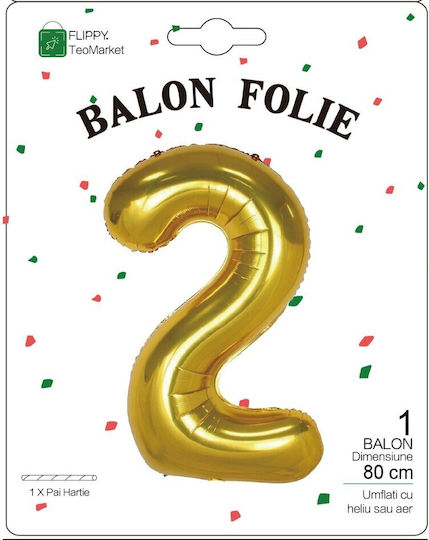 Număr 2 Folie Jumbo Auriu 80 cm