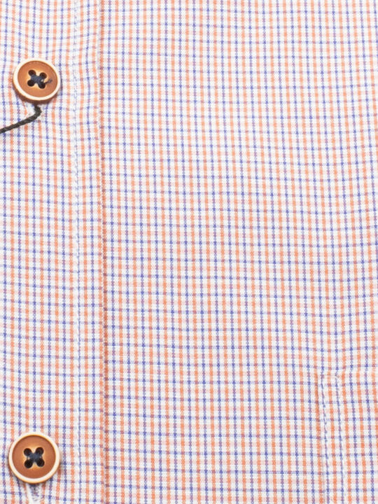 Long Sleeve Overshirt in Wide Line Checked Blue