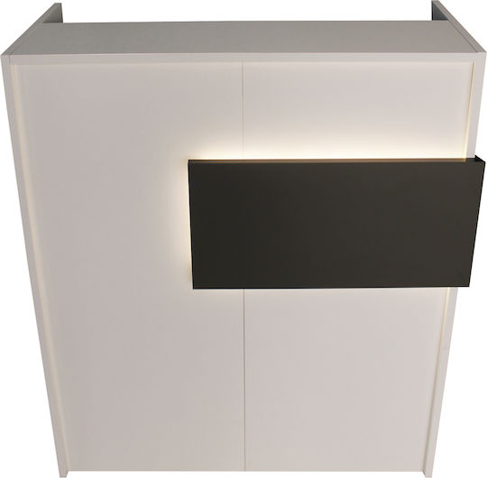 Aloha Birou Recepție Realizat Din PAL Melaminat Alb-Antracit Iluminare Led – Stil Contemporan Spații Profesionale 95.5 X 40 X 110.3 Cm Uuorg71