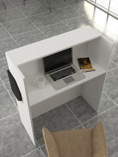 Aloha Birou Recepție Realizat Din PAL Melaminat Alb-Antracit Iluminare Led – Stil Contemporan Spații Profesionale 95.5 X 40 X 110.3 Cm Uuorg71