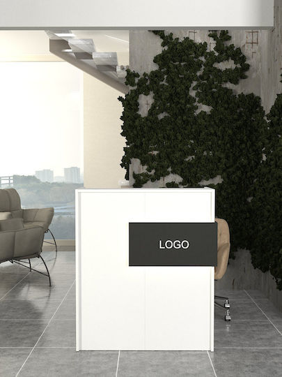Aloha Birou Recepție Realizat Din PAL Melaminat Alb-Antracit Iluminare Led – Stil Contemporan Spații Profesionale 95.5 X 40 X 110.3 Cm Uuorg71