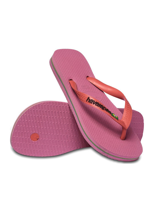 Brasil Logo Flip Flops in Pink Colour