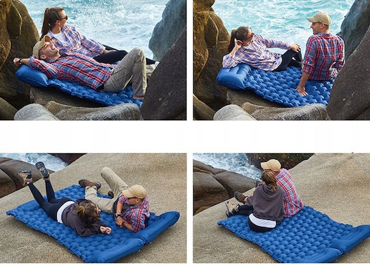 Saltea Dublă de Camping Albastră