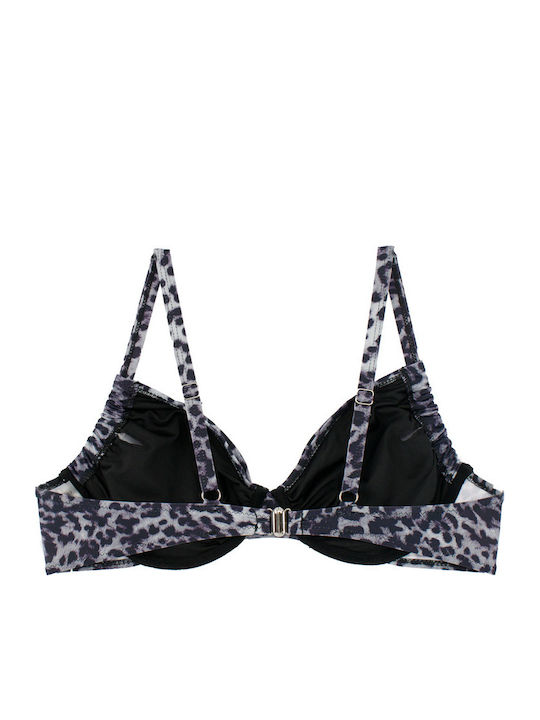 Plus Size Γυναικείο Μαγιό Bikini Μπανέλα Flexfit Cups Λεοπάρ-μαύρο