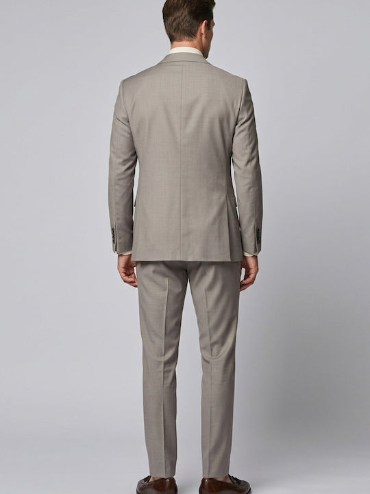 Henry Winter Men's Suit with Vest with Slim Fit Brown