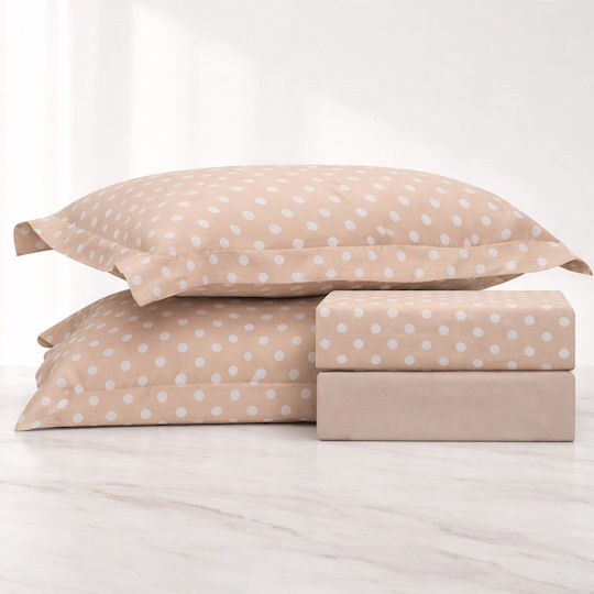 Dot Elegance Подредба Кралица 4 Бройки 240x260см Бежови Чаршафи