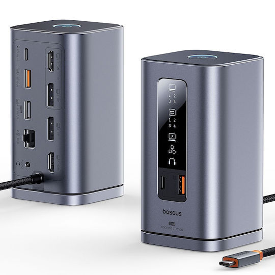 Baseus Spacemate Series USB-C Docking Station με HDMI/DisplayPort 4K Γκρι