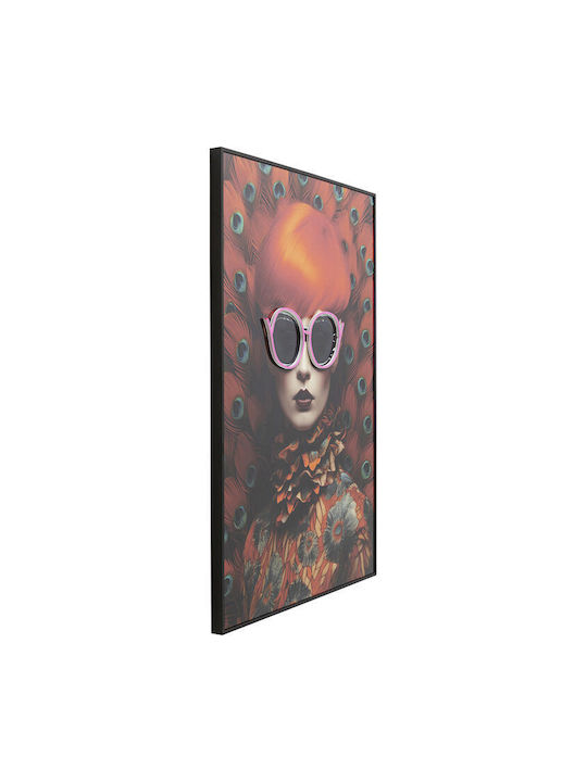 Πίνακας Καμβάς Red Lady Led Κόκκινο 80x120εκ