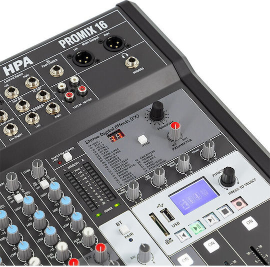 HPAPROMIX16 Ψηφιακή Κονσόλα 16 Καναλιών / 14 Εισόδους XLR & Bluetooth
