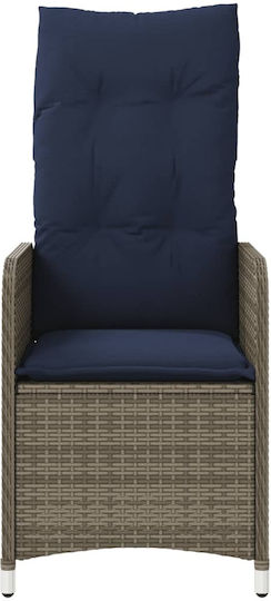 Outdoor Chair Rattan Gray with Cushion 2pcs 36x56x89cm
