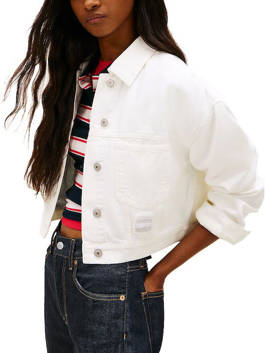 Crop Women's Jean Jacket White