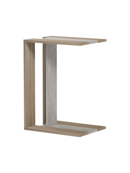 Side Coffee Table Muju Wooden Sonoma Beige Marble Effect W30xL40xH55cm